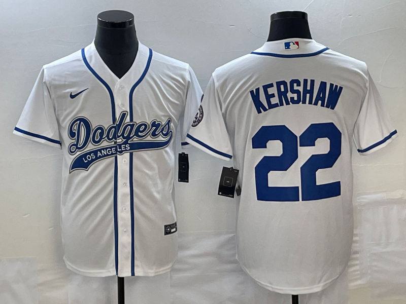 Men's Los Angeles Dodgers Clayton Kershaw #22 White Jersey Joint Edition